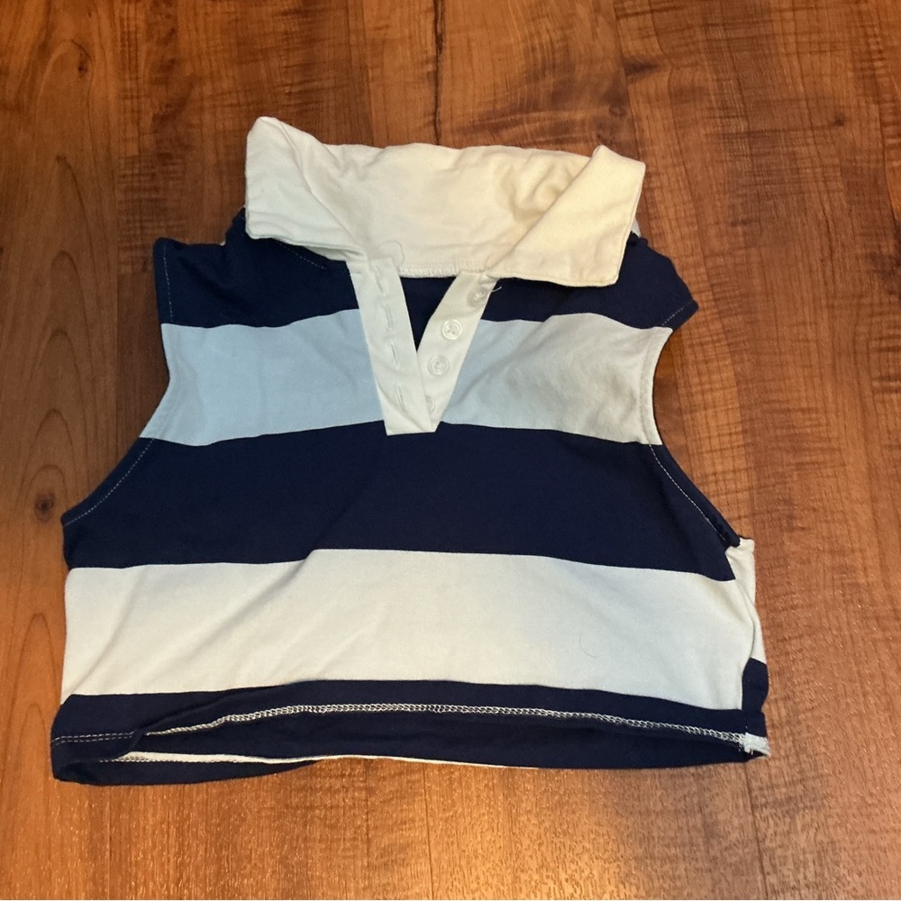 H&M Navy and White Striped Crop Top